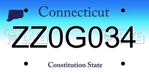 ZZ0G034 Connecticut License Plate