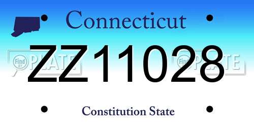 ZZ11028 Connecticut License Plate