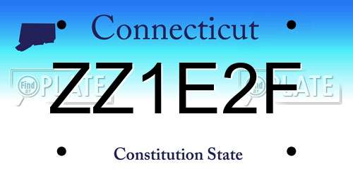ZZ1E2F Connecticut License Plate