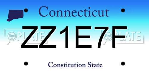 ZZ1E7F Connecticut License Plate