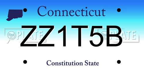 ZZ1T5B Connecticut License Plate