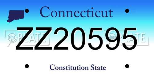 ZZ20595 Connecticut License Plate