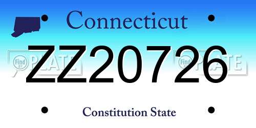 ZZ20726 Connecticut License Plate