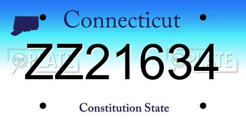 ZZ21634 Connecticut License Plate
