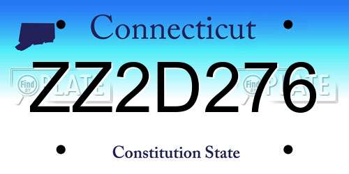 ZZ2D276 Connecticut License Plate
