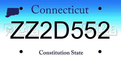 ZZ2D552 Connecticut License Plate
