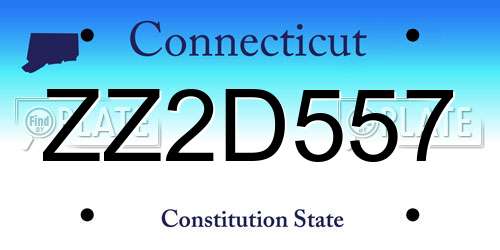 ZZ2D557 Connecticut License Plate