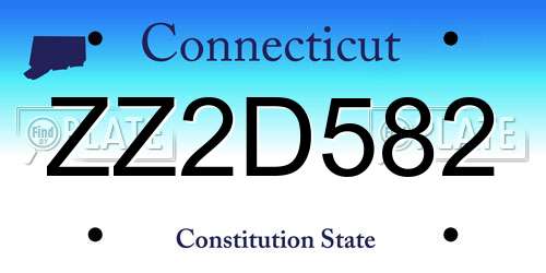 ZZ2D582 Connecticut License Plate