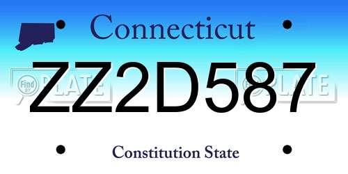 ZZ2D587 Connecticut License Plate