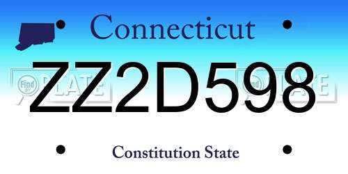 ZZ2D598 Connecticut License Plate