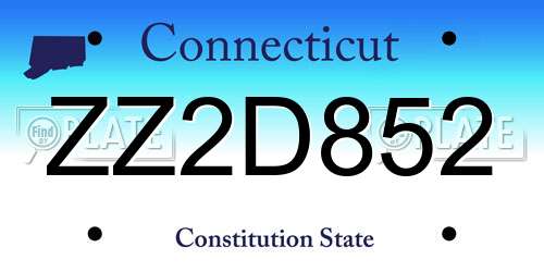 ZZ2D852 Connecticut License Plate