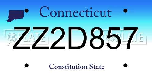 ZZ2D857 Connecticut License Plate