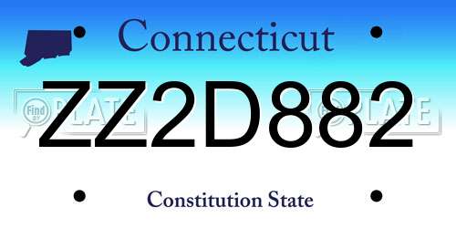 ZZ2D882 Connecticut License Plate
