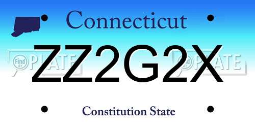 ZZ2G2X Connecticut License Plate