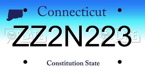 ZZ2N223 Connecticut License Plate
