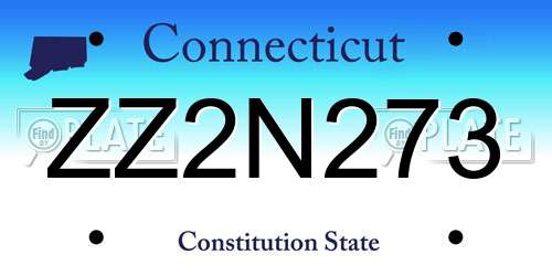 ZZ2N273 Connecticut License Plate