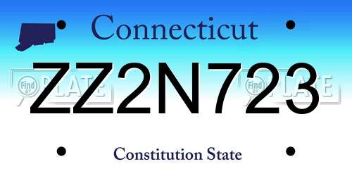 ZZ2N723 Connecticut License Plate