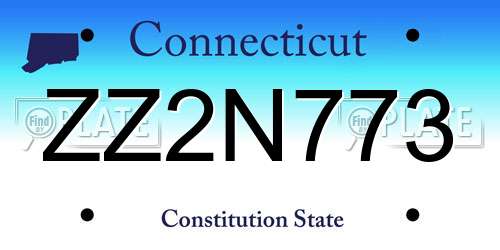 ZZ2N773 Connecticut License Plate