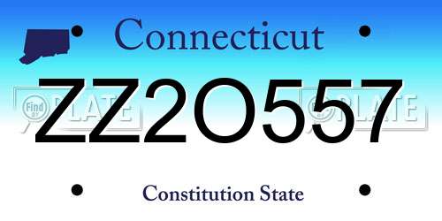 ZZ2O557 Connecticut License Plate