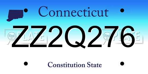 ZZ2Q276 Connecticut License Plate
