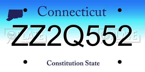 ZZ2Q552 Connecticut License Plate