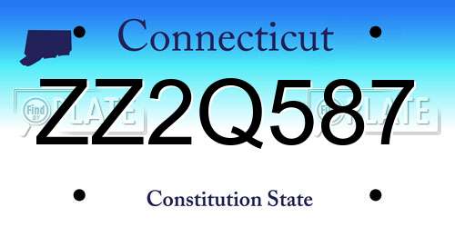 ZZ2Q587 Connecticut License Plate