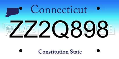 ZZ2Q898 Connecticut License Plate