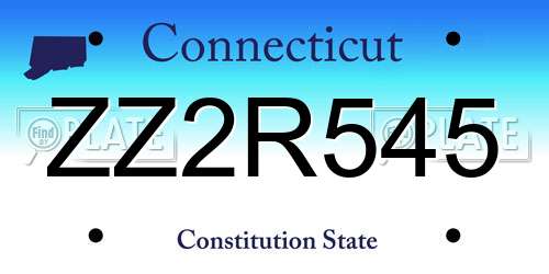 ZZ2R545 Connecticut License Plate