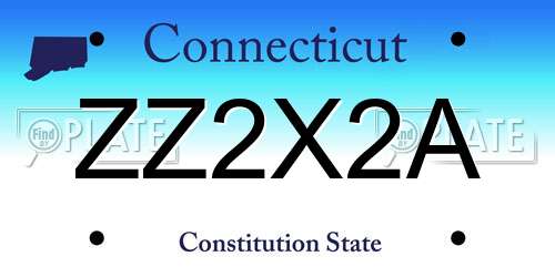 ZZ2X2A Connecticut License Plate