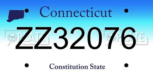 ZZ32076 Connecticut License Plate