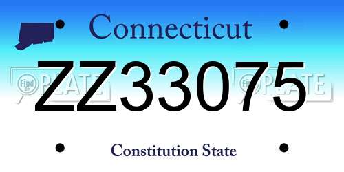 ZZ33075 Connecticut License Plate