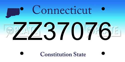 ZZ37076 Connecticut License Plate