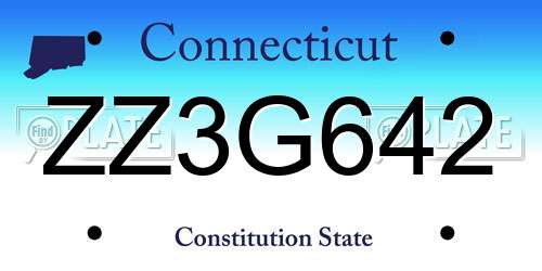 ZZ3G642 Connecticut License Plate