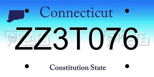 ZZ3T076 Connecticut License Plate