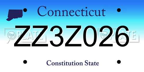 ZZ3Z026 Connecticut License Plate