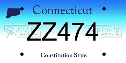 ZZ474 Connecticut License Plate