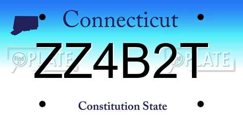 ZZ4B2T Connecticut License Plate