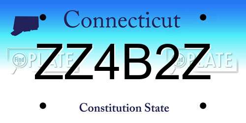 ZZ4B2Z Connecticut License Plate