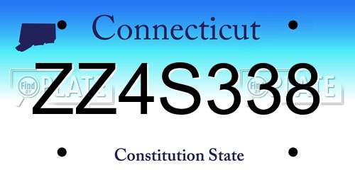 ZZ4S338 Connecticut License Plate