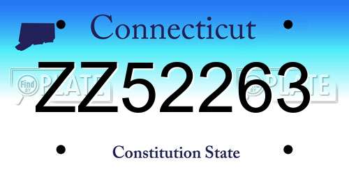 ZZ52263 Connecticut License Plate