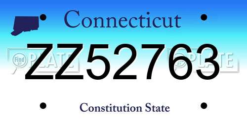 ZZ52763 Connecticut License Plate