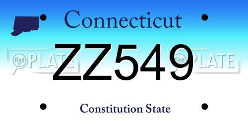 ZZ549 Connecticut License Plate