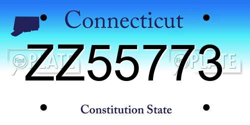 ZZ55773 Connecticut License Plate