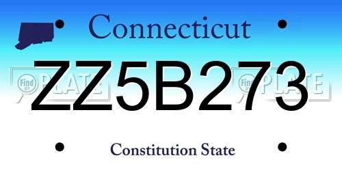 ZZ5B273 Connecticut License Plate