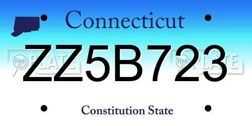 ZZ5B723 Connecticut License Plate