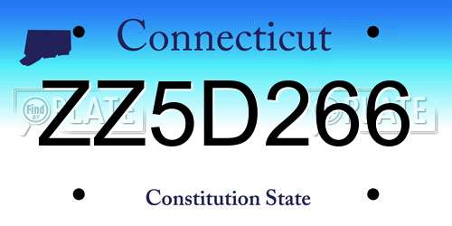 ZZ5D266 Connecticut License Plate