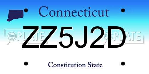 ZZ5J2D Connecticut License Plate