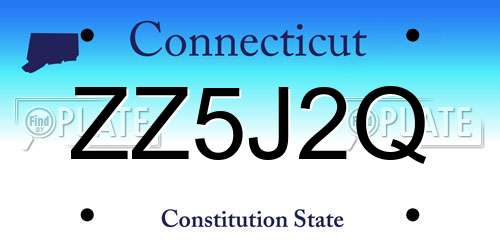 ZZ5J2Q Connecticut License Plate