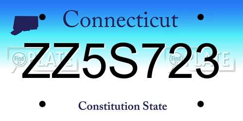 ZZ5S723 Connecticut License Plate