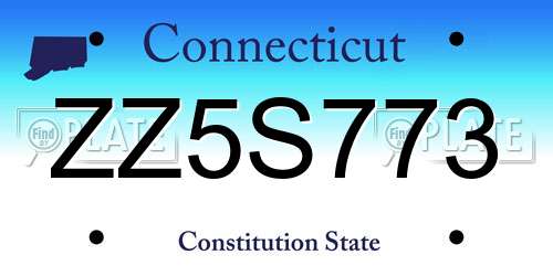 ZZ5S773 Connecticut License Plate